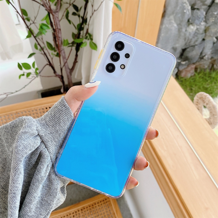 

For Samsung Galaxy A32 5G Gradient Shockproof TPU + Acrylic Case with Detachable Buttons(Blue)