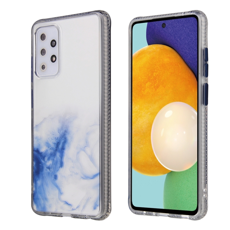 

For Samsung Galaxy A72 Marble Texture TPU + PC Protective Case(White Blue)
