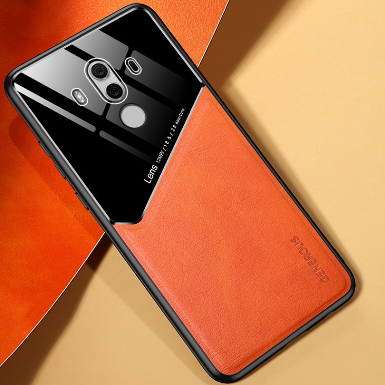 

For Huawei Mate 10 Pro All-inclusive Leather + Organic Glass Protective Case with Metal Iron Sheet(Yellow)