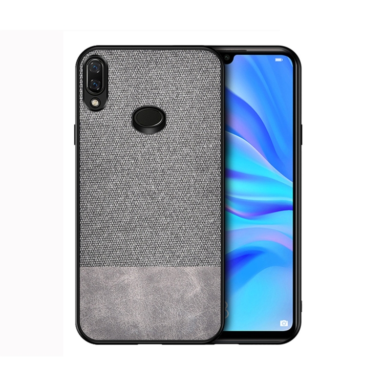 

For Galaxy A10s Shockproof Splicing PU + Cloth Protective Case(Grey)
