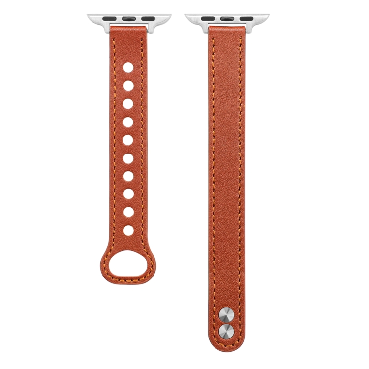 

Double Stud Leather Strap For Apple Watch Series 6 & SE & 5 & 4 40mm / 3 & 2 & 1 38mm(Dark Brown)