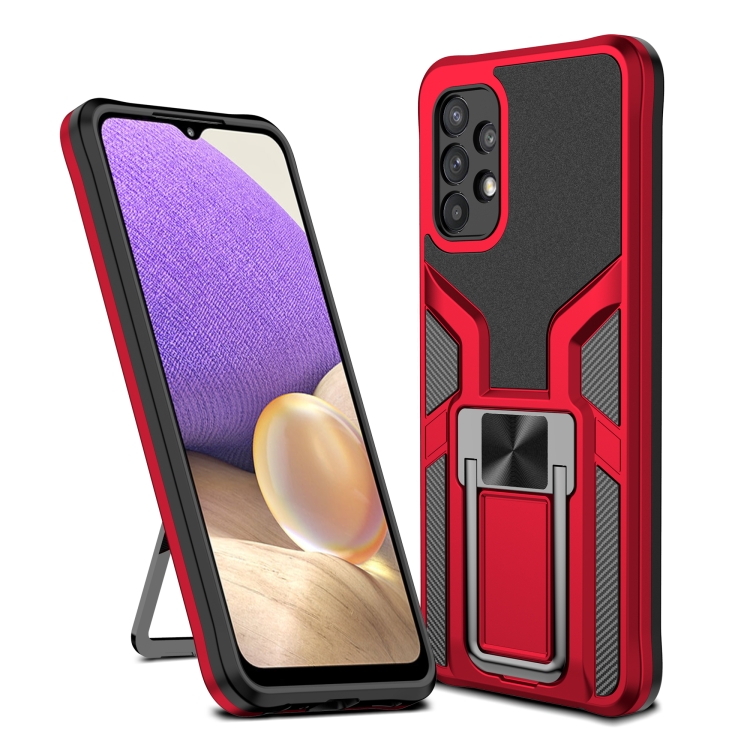

For Samsung Galaxy A32 5G Armor 2 in 1 PC + TPU Magnetic Shockproof Case with Foldable Holder(Red)