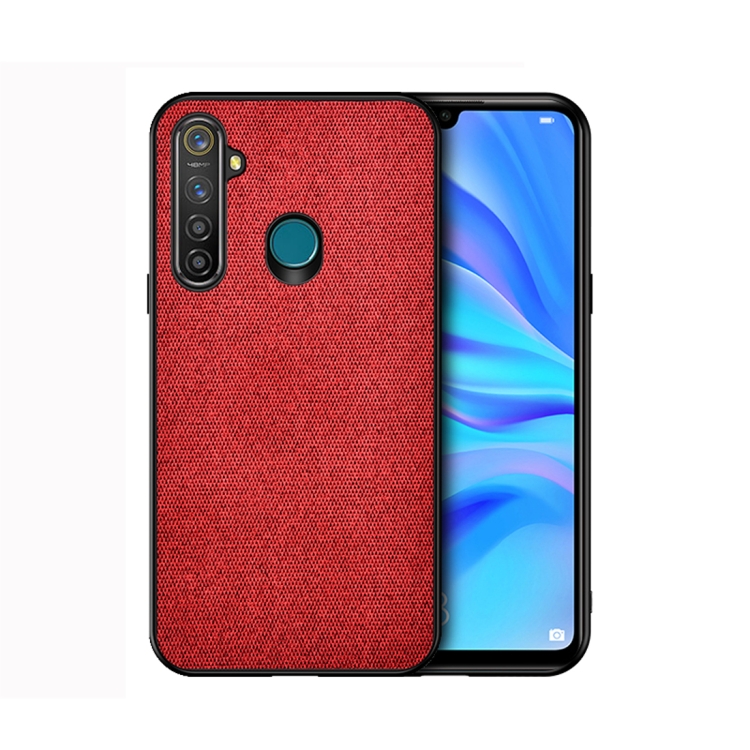 

For OPPO Realme 5 Pro Shockproof Cloth Texture PC+ TPU Protective Case(Red)