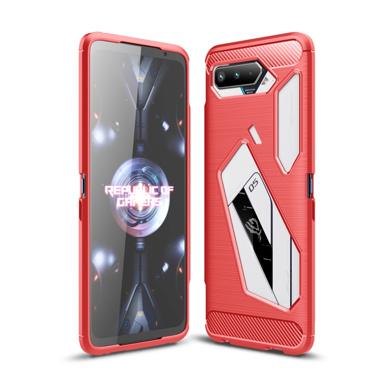 

For ASUS ROG Pheno 5 Brushed Texture Carbon Fiber TPU Case(Red)