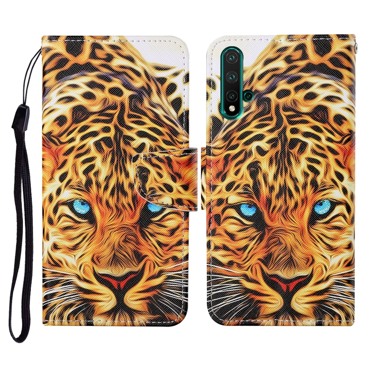 

For Honor 20 Colored Drawing Pattern Horizontal Flip Leather Case with Holder & Card Slots & Wallet & Lanyard(Yellow Leopard)