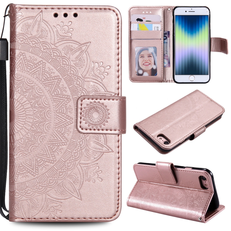 

Totem Flower Embossed Horizontal Flip TPU + PU Leather Case with Holder & Card Slots & Wallet For iPhone SE 2020 / 8 / 7(Rose Gold)