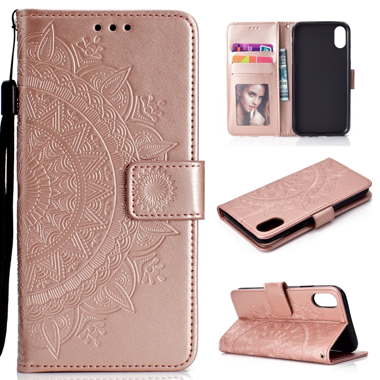 

Totem Flower Embossed Horizontal Flip TPU + PU Leather Case with Holder & Card Slots & Wallet For iPhone XS Max(Rose Gold)