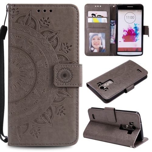 

For LG G3 Totem Flower Embossed Horizontal Flip TPU + PU Leather Case with Holder & Card Slots & Wallet(Grey)