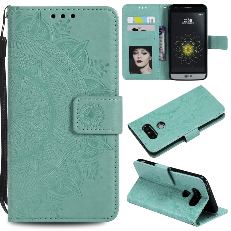 

For LG G5 Totem Flower Embossed Horizontal Flip TPU + PU Leather Case with Holder & Card Slots & Wallet(Green)