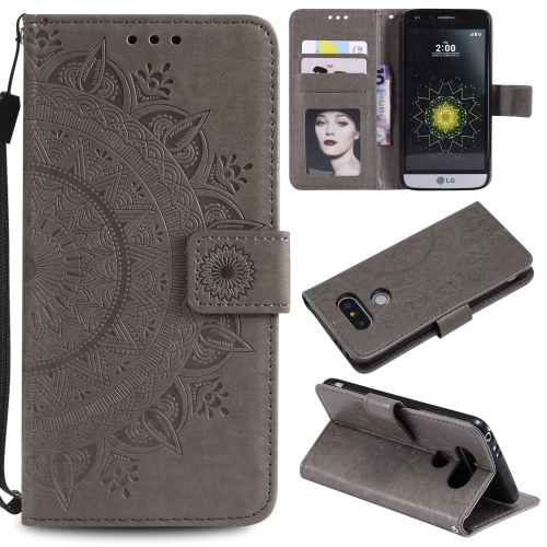 

For LG G5 Totem Flower Embossed Horizontal Flip TPU + PU Leather Case with Holder & Card Slots & Wallet(Grey)
