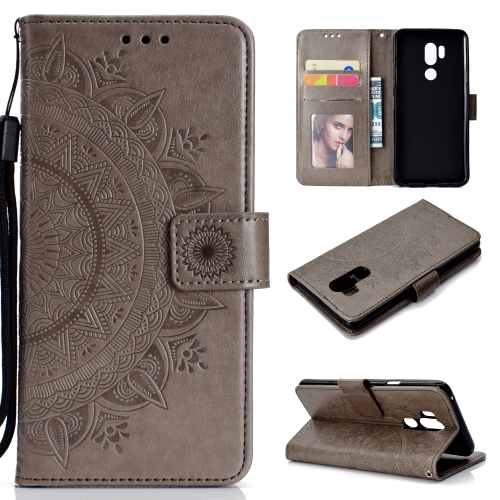 

For LG G7 Totem Flower Embossed Horizontal Flip TPU + PU Leather Case with Holder & Card Slots & Wallet(Grey)