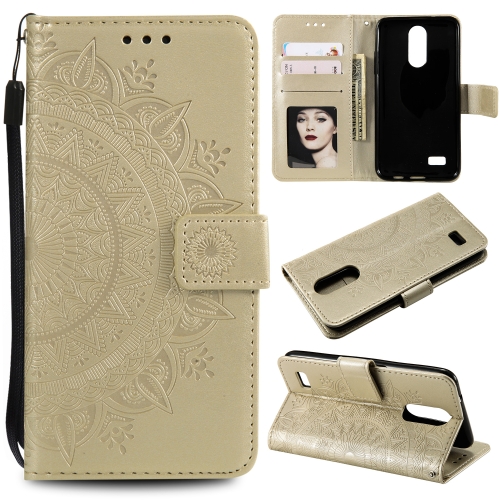 

LG K4 (2017) (US Version) Totem Flower Embossed Horizontal Flip TPU + PU Leather Case with Holder & Card Slots & Wallet(Gold)