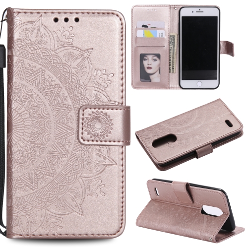 

For LG K8 (2017) (EU Version) Totem Flower Embossed Horizontal Flip TPU + PU Leather Case with Holder & Card Slots & Wallet(Rose Gold)