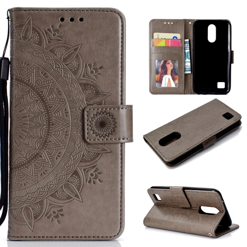 

For LG K10 (2017) (EU / US Version) Totem Flower Embossed Horizontal Flip TPU + PU Leather Case with Holder & Card Slots & Wallet(Grey)