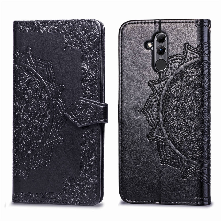 

For Huawei Mate 20 Lite Halfway Mandala Embossing Pattern Horizontal Flip Leather Case with Holder & Card Slots & Wallet & Lanyard(Black)
