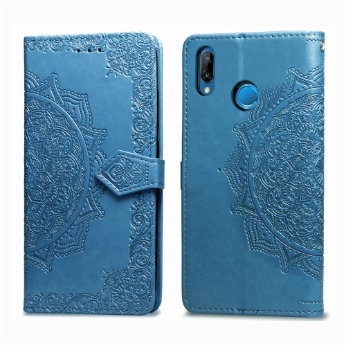 

For Huawei P20 Lite Halfway Mandala Embossing Pattern Horizontal Flip Leather Case with Holder & Card Slots & Wallet & Lanyard(Blue)