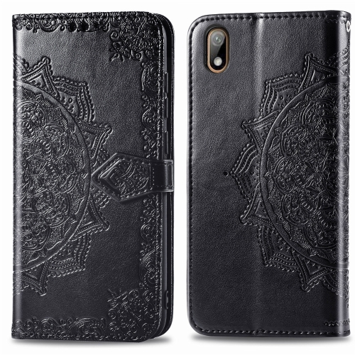 

For Huawei Y5 (2019) Halfway Mandala Embossing Pattern Horizontal Flip Leather Case with Holder & Card Slots & Wallet & Lanyard(Black)