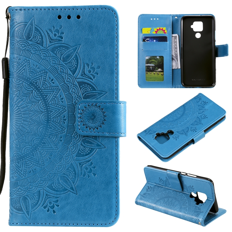 

For Huawei Mate 30 Lite Totem Flower Embossed Horizontal Flip TPU + PU Leather Case with Holder & Card Slots & Wallet(Blue)