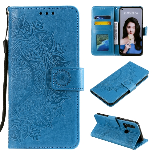 

For Huawei P20 Lite (2019) Totem Flower Embossed Horizontal Flip TPU + PU Leather Case with Holder & Card Slots & Wallet(Blue)