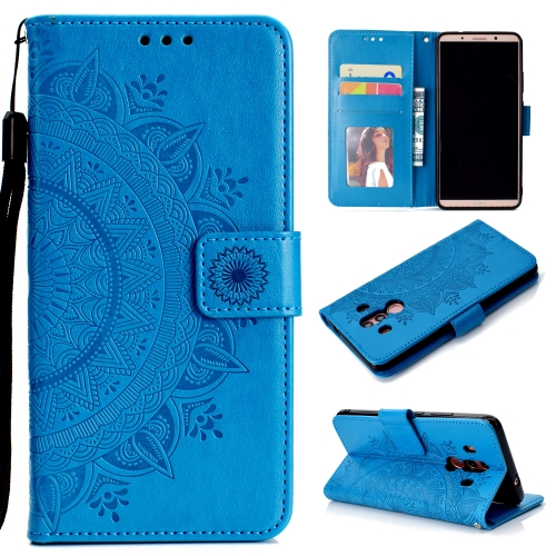 

For Huawei Mate 10 Pro Totem Flower Embossed Horizontal Flip TPU + PU Leather Case with Holder & Card Slots & Wallet(Blue)