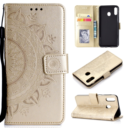 

For Huawei P40 Lite E / Y7p Totem Flower Embossed Horizontal Flip TPU + PU Leather Case with Holder & Card Slots & Wallet(Gold)