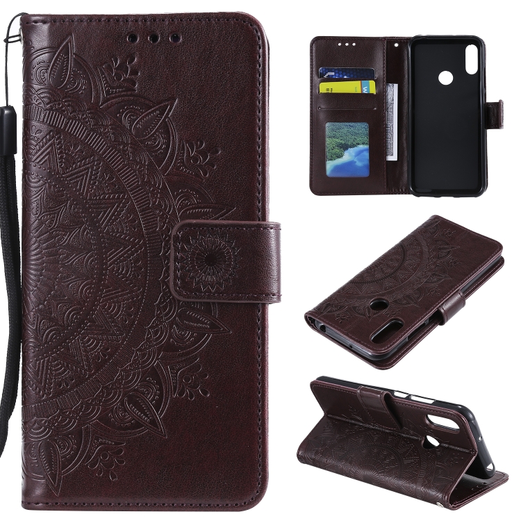 

For Huawei Honor 20 Lite Totem Flower Embossed Horizontal Flip TPU + PU Leather Case with Holder & Card Slots & Wallet(Brown)