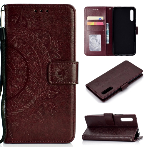 

For Huawei Honor 9X Totem Flower Embossed Horizontal Flip TPU + PU Leather Case with Holder & Card Slots & Wallet(Brown)