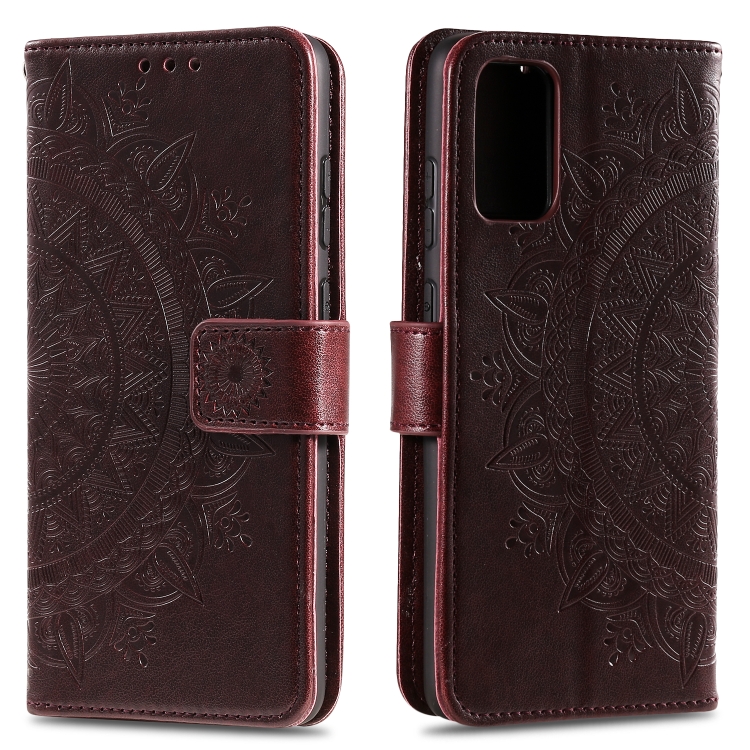 

For Huawei Y5p Totem Flower Embossed Horizontal Flip TPU + PU Leather Case with Holder & Card Slots & Wallet(Brown)