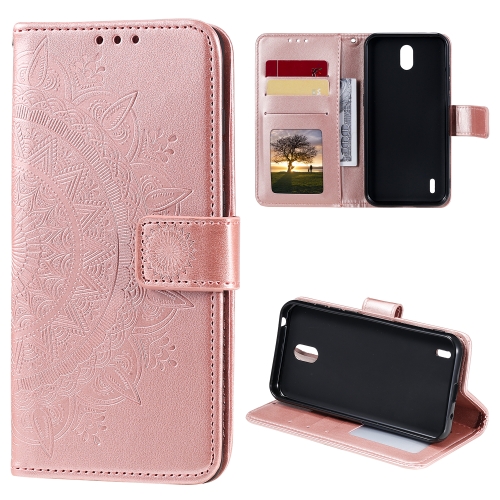 

For Nokia 1.3 Totem Flower Embossed Horizontal Flip TPU + PU Leather Case with Holder & Card Slots & Wallet(Rose Gold)