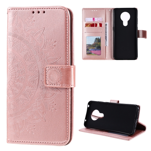 

For Nokia 3.4 Totem Flower Embossed Horizontal Flip TPU + PU Leather Case with Holder & Card Slots & Wallet(Rose Gold)