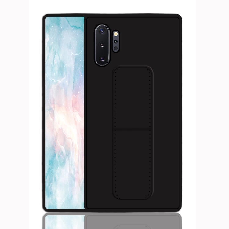 

For Galaxy Note 10+ Shockproof PC + TPU Protective Case with Wristband & Holder(Black)