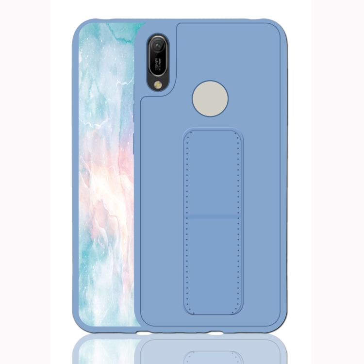 

For Huawei Y6 (2019) Shockproof PC + TPU Protective Case with Wristband & Holder(Blue)