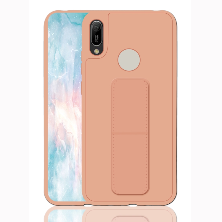 

For Huawei Y6 (2019) Shockproof PC + TPU Protective Case with Wristband & Holder(Rose Gold)