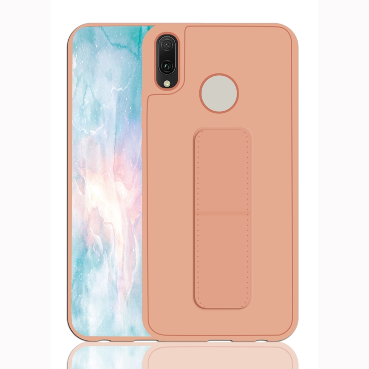 

For Huawei Y9 (2019) Shockproof PC + TPU Protective Case with Wristband & Holder(Rose Gold)