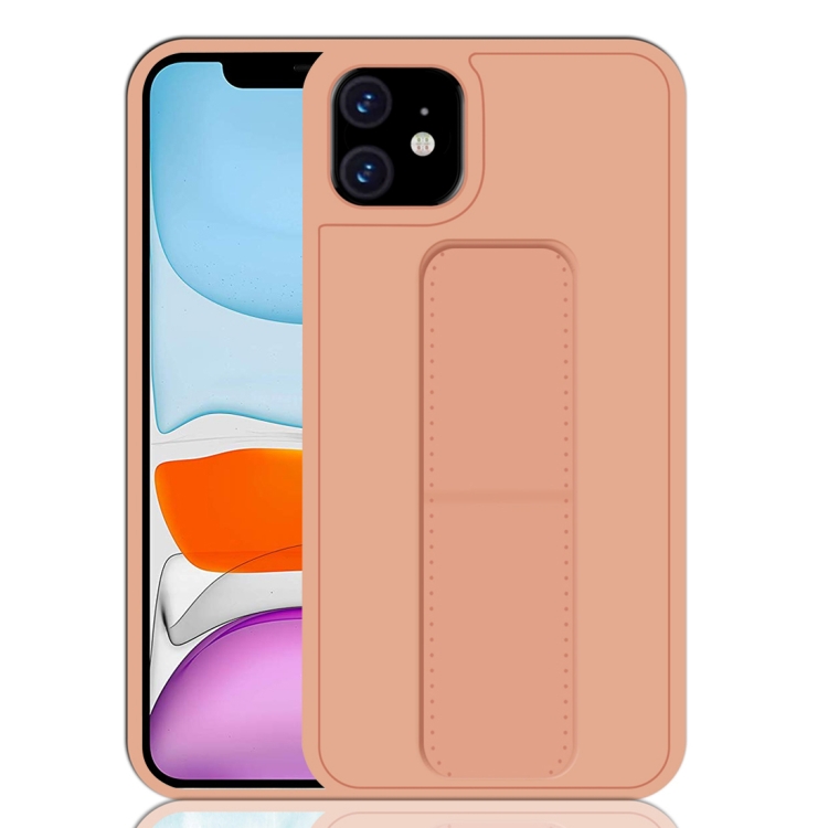 

For iPhone 11 Shockproof PC + TPU Protective Case with Wristband & Holder(Rose Gold)