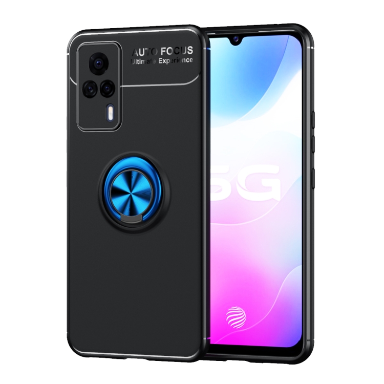 

For vivo S9e Metal Ring Holder 360 Degree Rotating TPU Case(Black+Blue)
