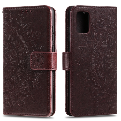 

For Motorola Moto G9 Plus Totem Flower Embossed Horizontal Flip TPU + PU Leather Case with Holder & Card Slots & Wallet(Brown)