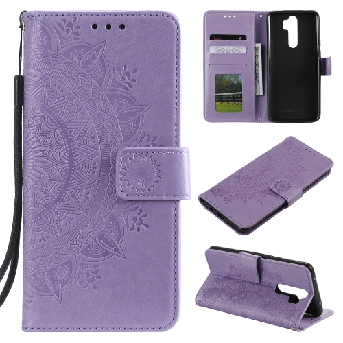 

For Xiaomi Redmi 9 Totem Flower Embossed Horizontal Flip TPU + PU Leather Case with Holder & Card Slots & Wallet(Purple)