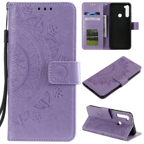 

For Xiaomi Redmi Note 8 Totem Flower Embossed Horizontal Flip TPU + PU Leather Case with Holder & Card Slots & Wallet(Purple)