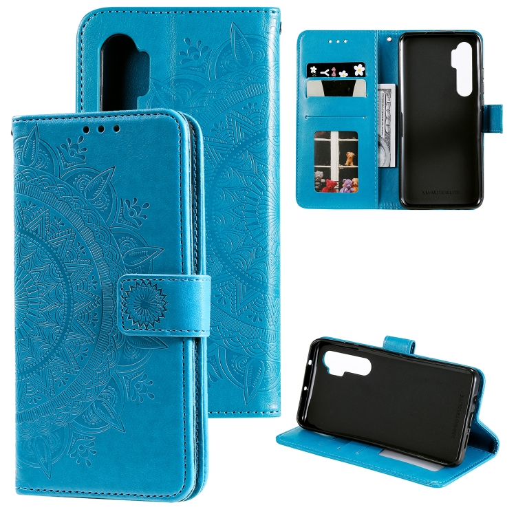 

For Xiaomi Mi Note 10 Lite Totem Flower Embossed Horizontal Flip TPU + PU Leather Case with Holder & Card Slots & Wallet(Blue)