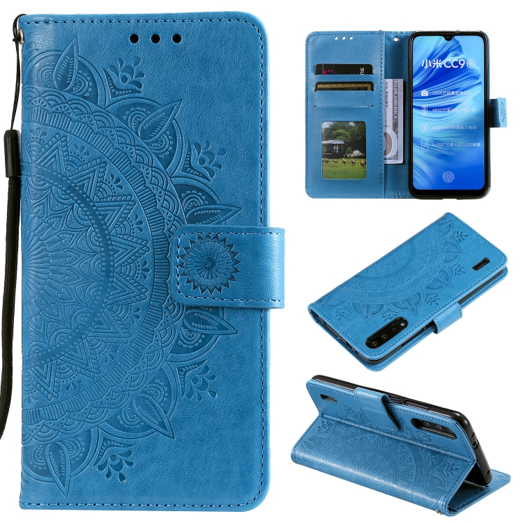 

For Xiaomi Mi A3 / CC9e Totem Flower Embossed Horizontal Flip TPU + PU Leather Case with Holder & Card Slots & Wallet(Blue)