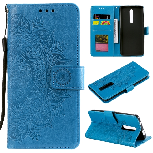 

For Xiaomi Redmi 8 / 8A Totem Flower Embossed Horizontal Flip TPU + PU Leather Case with Holder & Card Slots & Wallet(Blue)