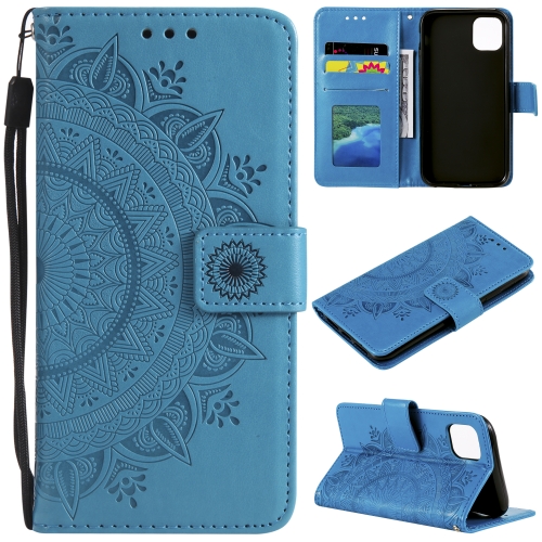 

For Xiaomi Mi 11 Totem Flower Embossed Horizontal Flip TPU + PU Leather Case with Holder & Card Slots & Wallet(Blue)