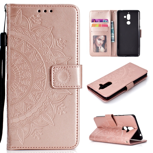 

For Nokia 7 Plus Totem Flower Embossed Horizontal Flip TPU + PU Leather Case with Holder & Card Slots & Wallet(Rose Gold)