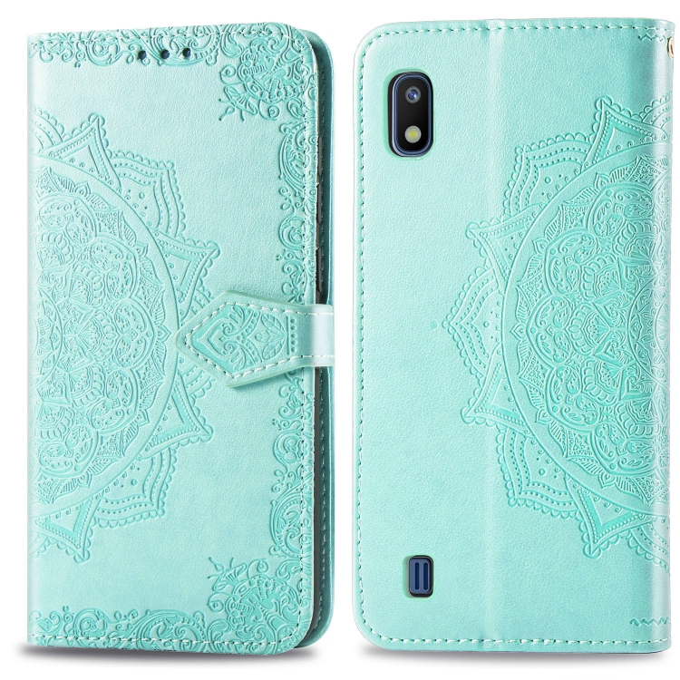 

For Galaxy A10 Halfway Mandala Embossing Pattern Horizontal Flip Leather Case with Holder & Card Slots & Wallet & Lanyard(Green)