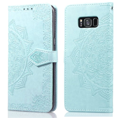 

For Galaxy S8 Halfway Mandala Embossing Pattern Horizontal Flip Leather Case with Holder & Card Slots & Wallet & Lanyard(Green)