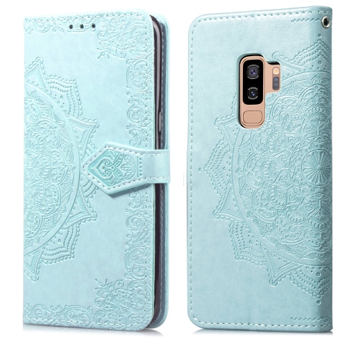 

For Galaxy S9+ Halfway Mandala Embossing Pattern Horizontal Flip Leather Case with Holder & Card Slots & Wallet & Lanyard(Green)