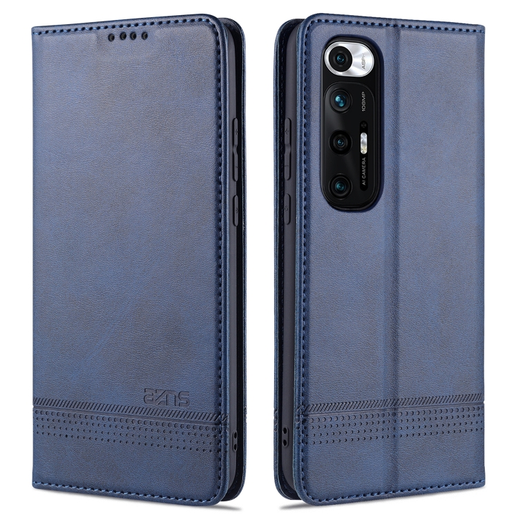 

For Xiaomi Mi 10S AZNS Magnetic Calf Texture Horizontal Flip Leather Case with Card Slots & Holder & Wallet(Dark Blue)