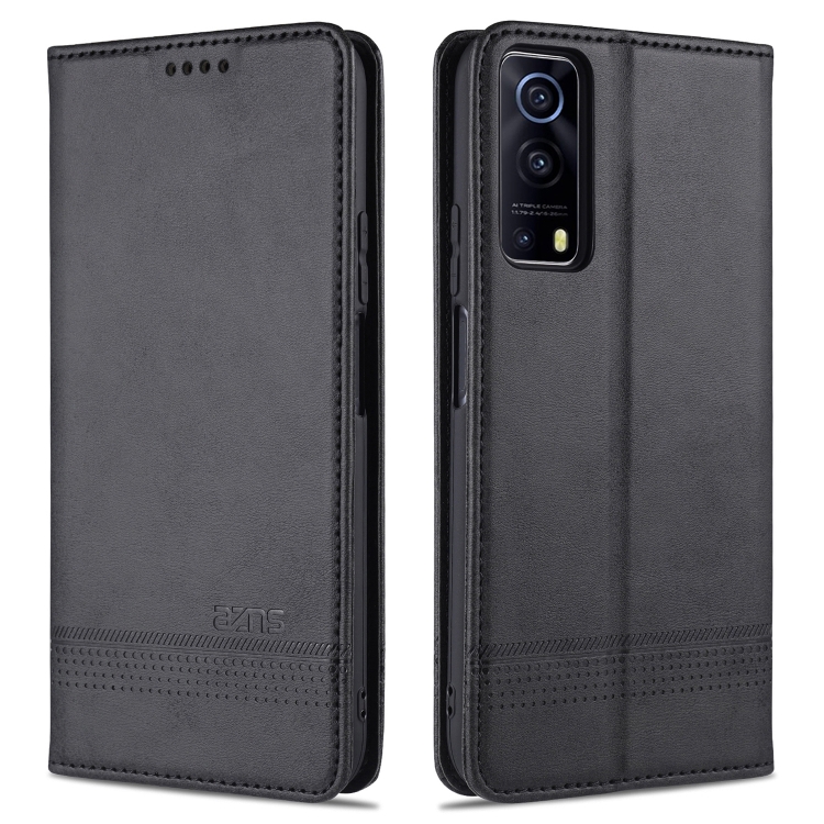 

For vivo Y72 5G AZNS Magnetic Calf Texture Horizontal Flip Leather Case with Card Slots & Holder & Wallet(Black)
