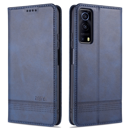 

For vivo iQOO Z3 AZNS Magnetic Calf Texture Horizontal Flip Leather Case with Card Slots & Holder & Wallet(Dark Blue)